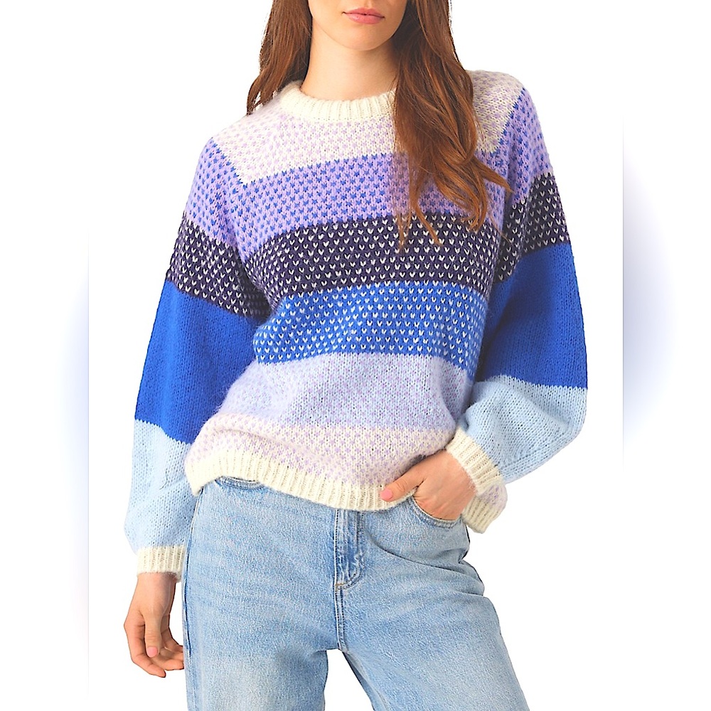 VERO MODA 
Colourblock Balloon-Sleeve Sweater. 
Size Small. 
Pristine Condition